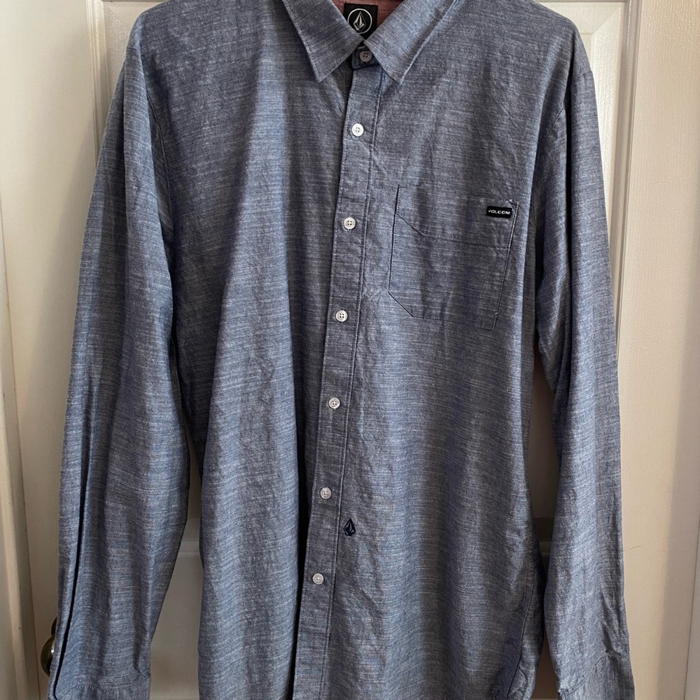 Volcom Men's Blue Button-Up Shirt